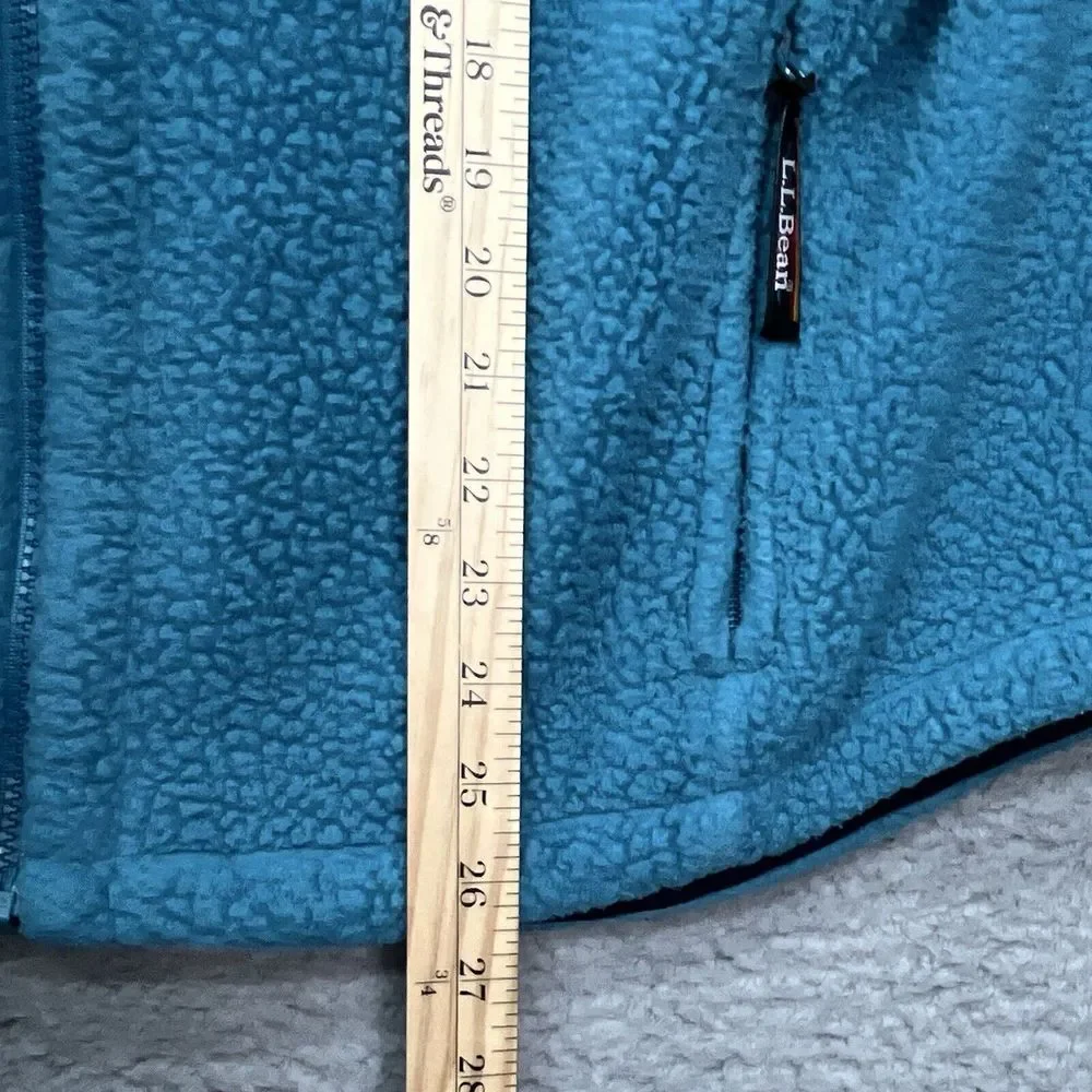 LL Bean Polartec Jacket Womens XL Full Zip Fleece Teal Blue Zip Pocket CabinCore